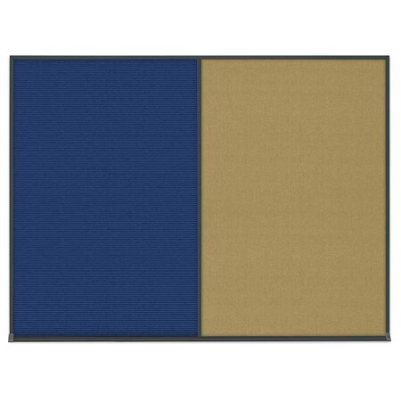 United Visual Products Double Door Radius Corkboard, 42"X32", B UV80025-BLACK-AMETHY